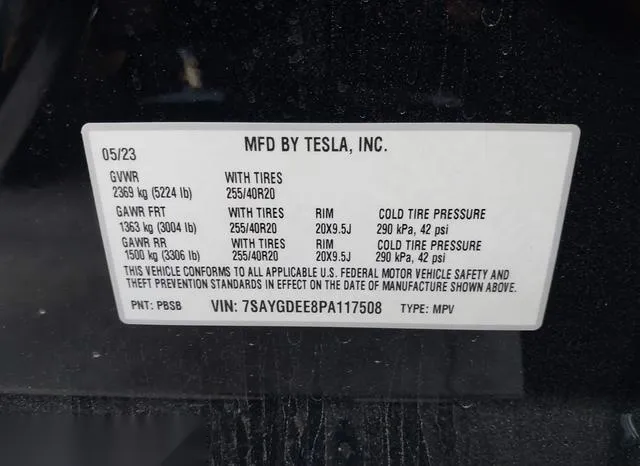 7SAYGDEE8PA117508 2023 2023 Tesla Model Y- Awd/Long Range D 9