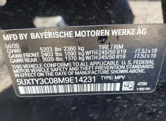 5UXTY3C08M9E14231 2021 2021 BMW X3- Sdrive30I 9