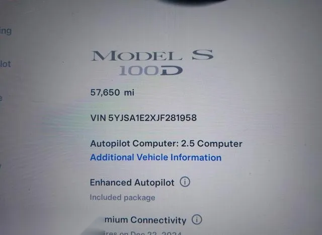 5YJSA1E2XJF281958 2018 2018 Tesla Model S- 100D/75D/P100D 7