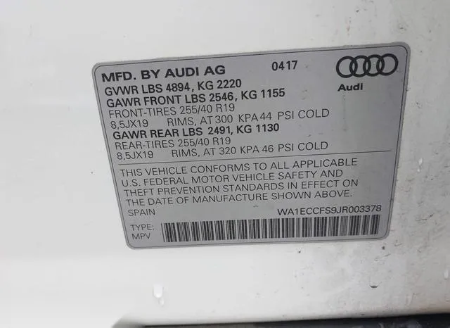 WA1ECCFS9JR003378 2018 2018 Audi Q3- 2-0T Premium/2-0T Spor 9