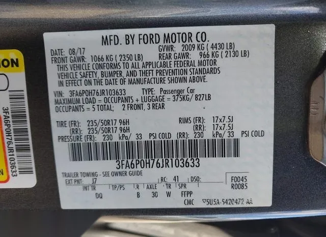 3FA6P0H76JR103633 2018 2018 Ford Fusion- SE 9