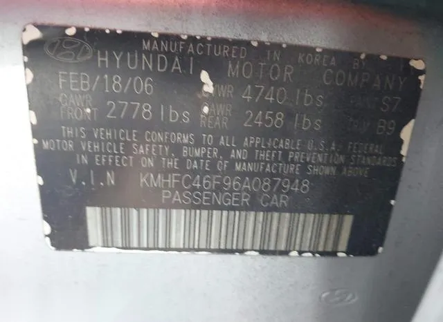 KMHFC46F96A087948 2006 2006 Hyundai Azera- Limited/Se 9