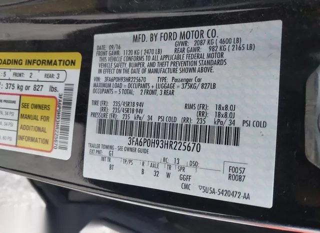 3FA6P0H93HR225670 2017 2017 Ford Fusion- SE 9