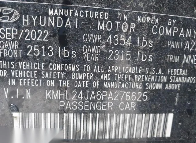 KMHL24JA6PA276625 2023 2023 Hyundai Sonata- SE 9