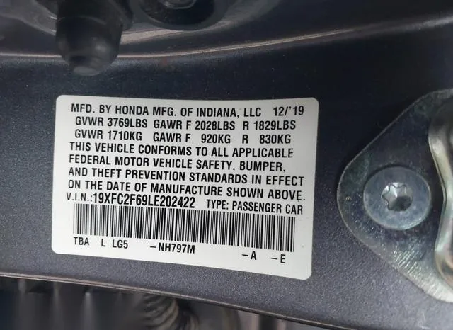 19XFC2F69LE202422 2020 2020 Honda Civic- LX 9