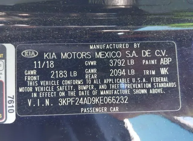 3KPF24AD9KE066232 2019 2019 KIA Forte- Lxs 9