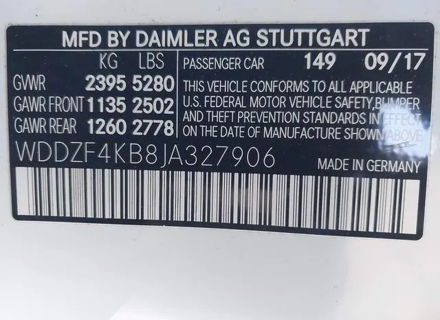 WDDZF4KB8JA327906 2018 2018 Mercedes-Benz E 300- 4Matic 9