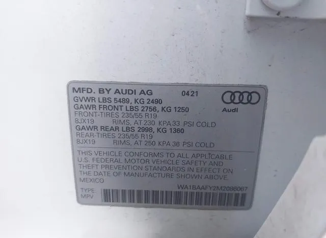 WA1BAAFY2M2086067 2021 2021 Audi Q5- Premium Plus 45 Tfsi Q 9