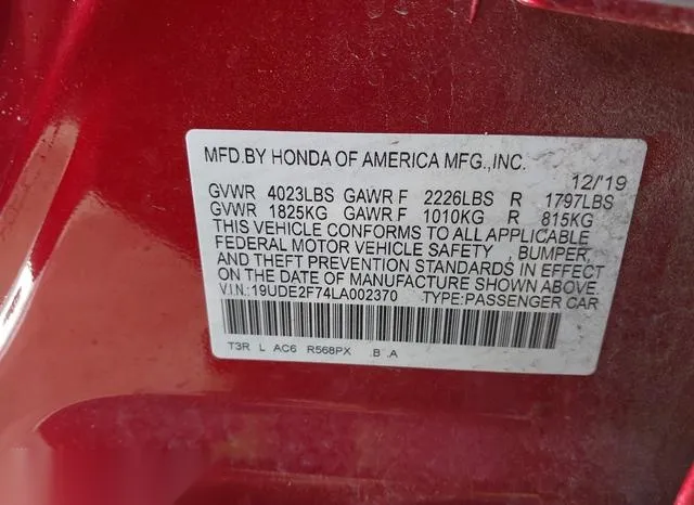 19UDE2F74LA002370 2020 2020 Acura ILX 9