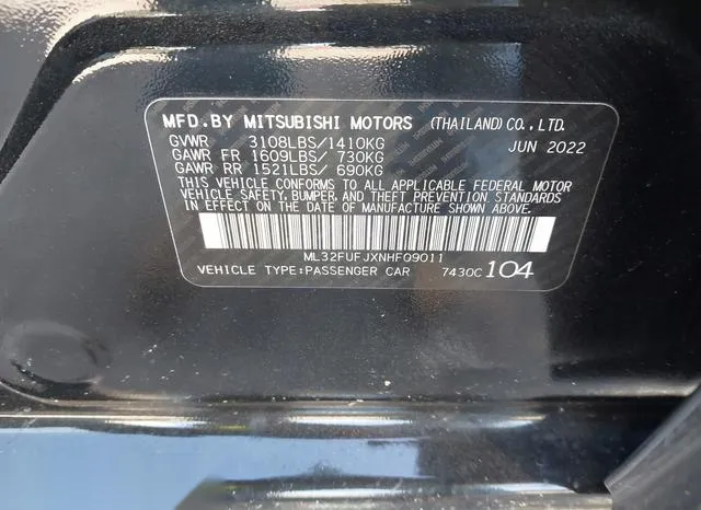 ML32FUFJXNHF09011 2022 2022 Mitsubishi Mirage- G4 Black Edi 9