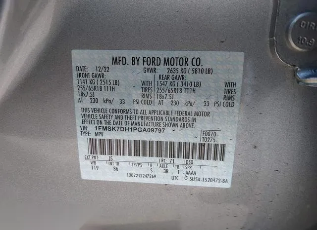 1FMSK7DH1PGA09797 2023 2023 Ford Explorer- Xlt 9