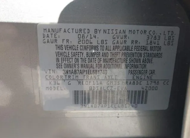 3N1AB7AP1EL681740 2014 2014 Nissan Sentra- S 9