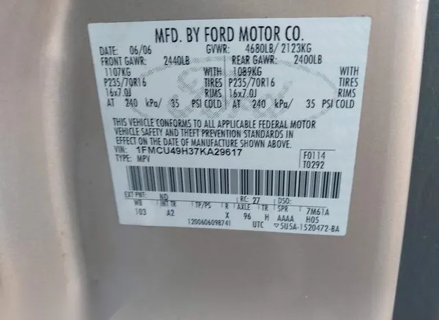 1FMCU49H37KA29617 2007 2007 Ford Escape Hybrid 9