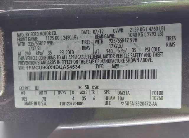 1FMCU9GX4DUA54534 2013 2013 Ford Escape- SE 9