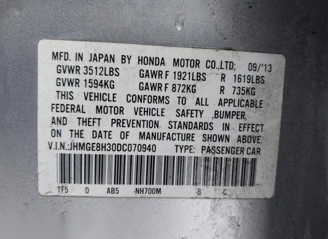 JHMGE8H30DC070940 2013 2013 Honda Fit 9