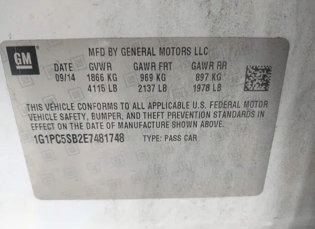 1G1PC5SB2E7481748 2014 2014 Chevrolet Cruze- 1Lt Auto 9