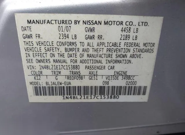 1N4BL21E17C153880 2007 2007 Nissan Altima- 3-5 SL 9