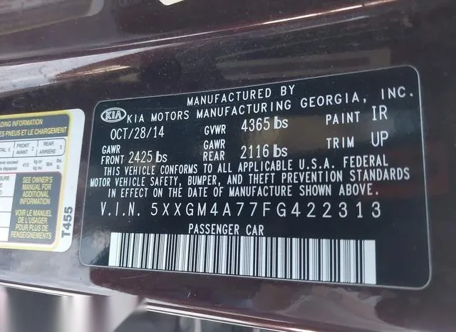 5XXGM4A77FG422313 2015 2015 KIA Optima- LX 9