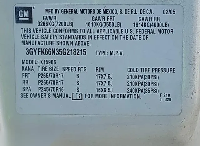 3GYFK66N35G218215 2005 2005 Cadillac Escalade- Esv Standard 9