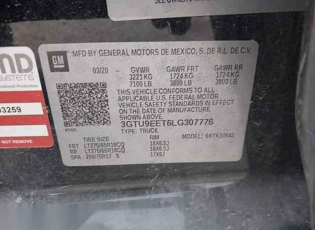 3GTU9EET6LG307776 2020 2020 GMC Sierra- 1500 4Wd  Short Box 9