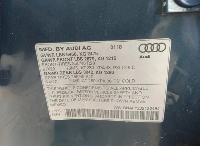 WA1BNAFY2J2122484 2018 2018 Audi Q5- 2-0T Premium/2-0T Tech 9