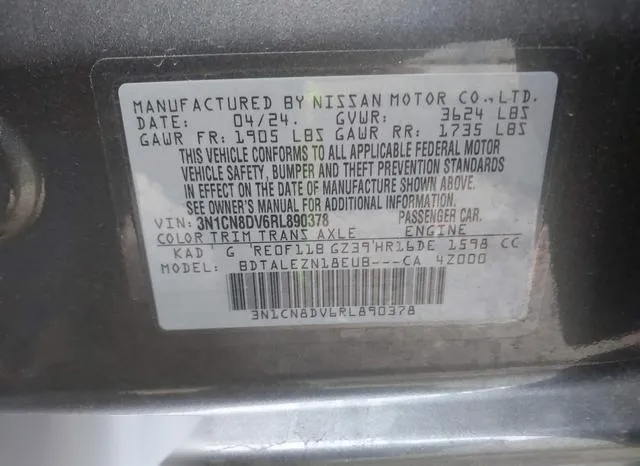 3N1CN8DV6RL890378 2024 2024 Nissan Versa- 1-6 S 9