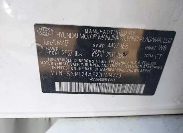 5NPE24AF2JH614773 2018 2018 Hyundai Sonata- SE 9