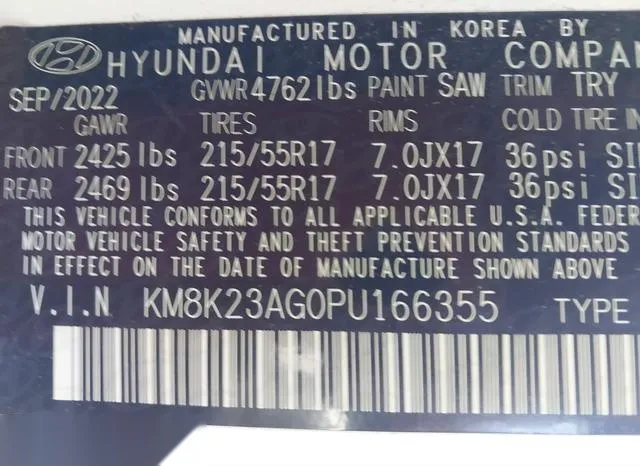 KM8K23AG0PU166355 2023 2023 Hyundai Kona- Electric SE 9