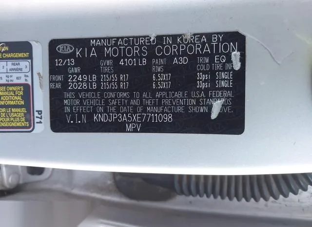 KNDJP3A5XE7711098 2014 2014 KIA Soul- - 9