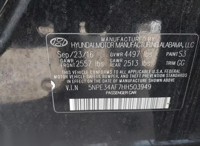 5NPE34AF7HH503949 2017 2017 Hyundai Sonata- Sport 9