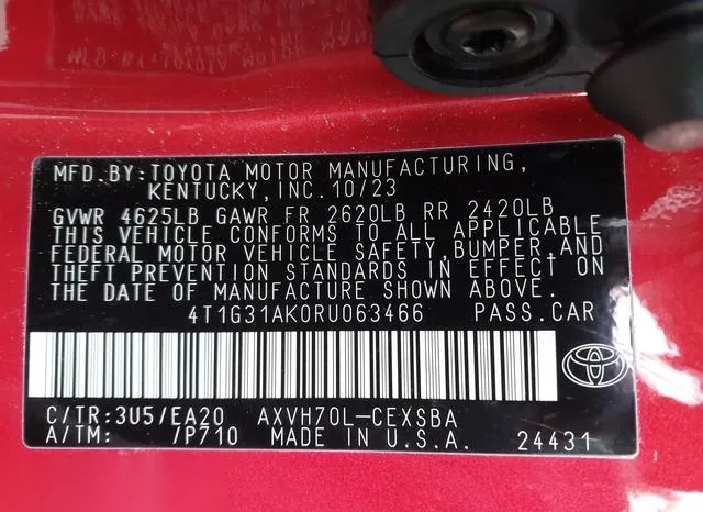 4T1G31AK0RU063466 2024 2024 Toyota Camry- Hybrid SE 9