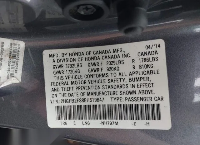 2HGFB2F88EH519847 2014 2014 Honda Civic- EX 9