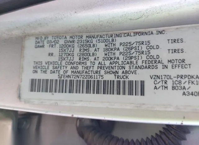 5TEHN72N72Z061175 2002 2002 Toyota Tacoma- Base V6 9