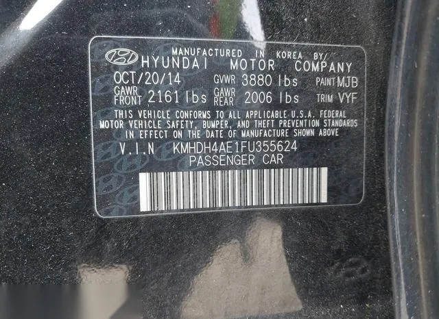 KMHDH4AE1FU355624 2015 2015 Hyundai Elantra- SE 9