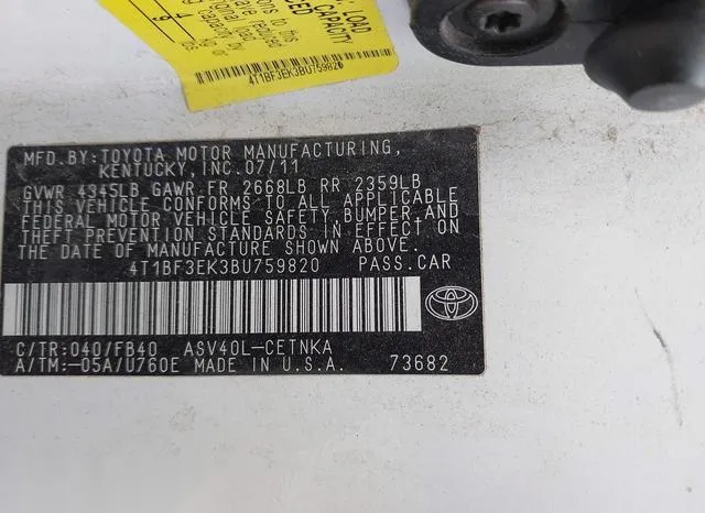 4T1BF3EK3BU759820 2011 2011 Toyota Camry- LE 9