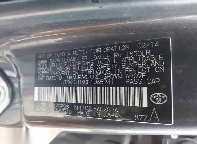 JTDKDTB30E1065941 2014 2014 Toyota Prius- C Three 9