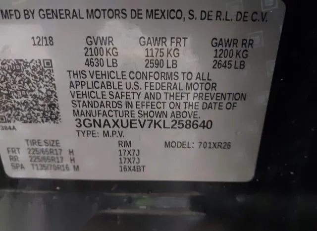 3GNAXUEV7KL258640 2019 2019 Chevrolet Equinox- LT 9