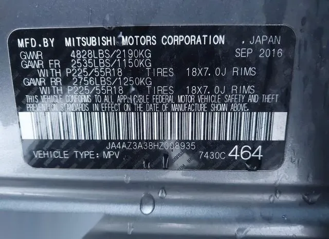 JA4AZ3A38HZ008935 2017 2017 Mitsubishi Outlander- SE 9