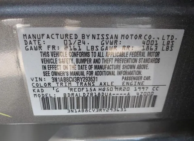 3N1AB8CV3RY293631 2024 2024 Nissan Sentra- Sv Xtronic Cvt 9