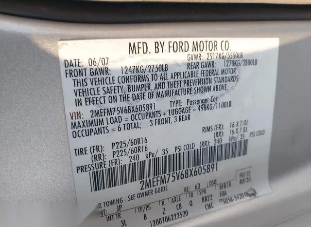 2MEFM75V68X605891 2008 2008 Mercury Grand Marquis- LS 9