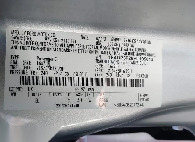 1FADP3F28EL105016 2014 2014 Ford Focus- SE 9