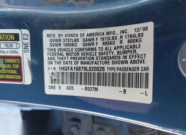 1HGFA16879L020026 2009 2009 Honda Civic- EX 9