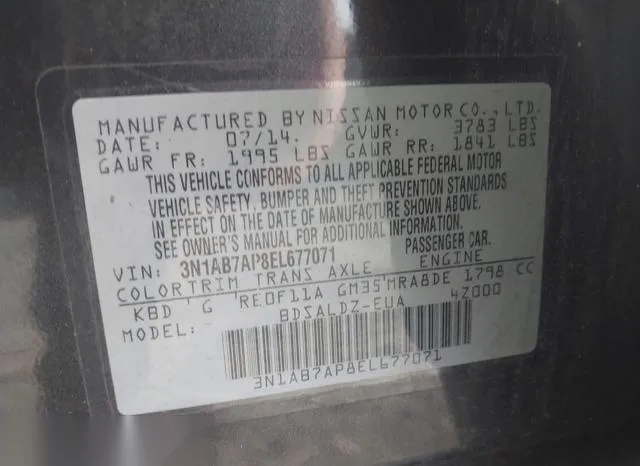 3N1AB7AP8EL677071 2014 2014 Nissan Sentra- Fe- S/Fe- Sv/S/S 9