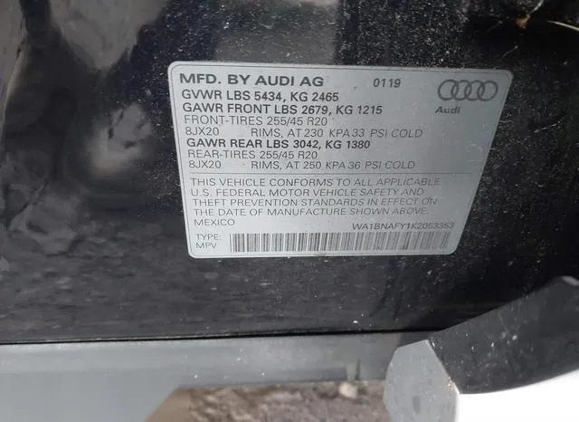 WA1BNAFY1K2053353 2019 2019 Audi Q5- 45 Premium 9