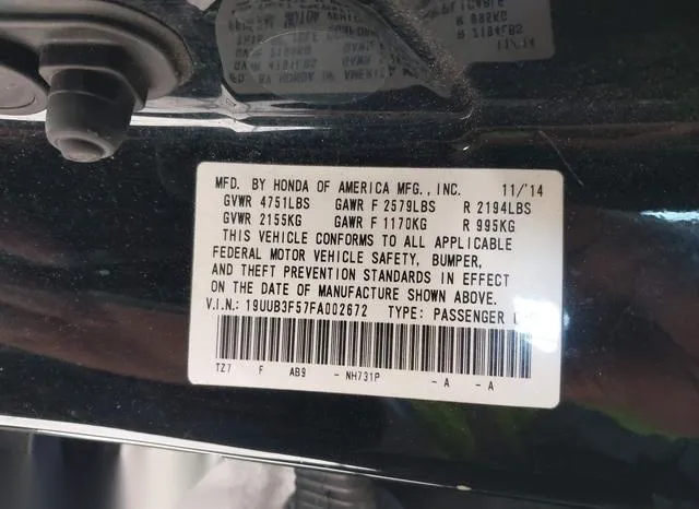 19UUB3F57FA002672 2015 2015 Acura TLX- V6 Tech 9