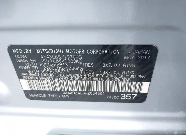 JA4AR3AU0HZ054591 2017 2017 Mitsubishi Outlander- Sport 2-0 LE 9