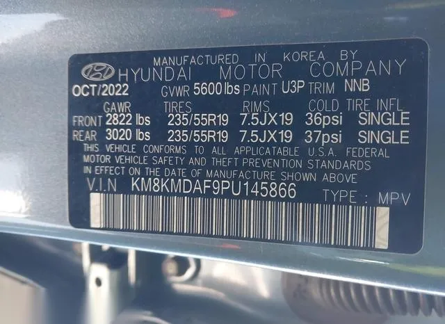 KM8KMDAF9PU145866 2023 2023 Hyundai Ioniq 5- SE 9