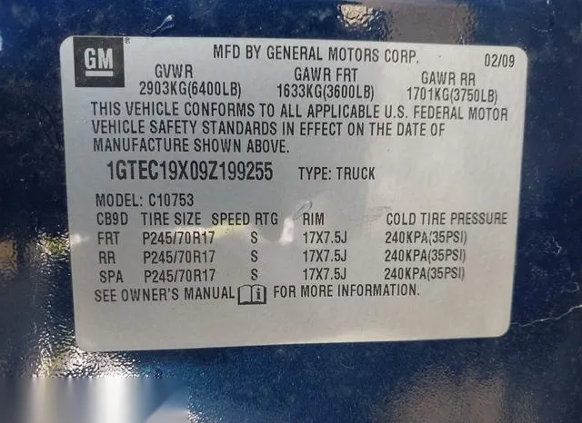 1GTEC19X09Z199255 2009 2009 GMC Sierra- 1500 Work Truck 9