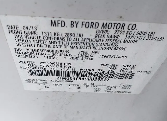 2FMGK5C84DBD39349 2013 2013 Ford Flex- Sel 9