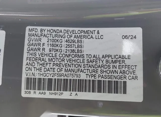 1HGCY2F59RA075793 2024 2024 Honda Accord- Hybrid Sport 9